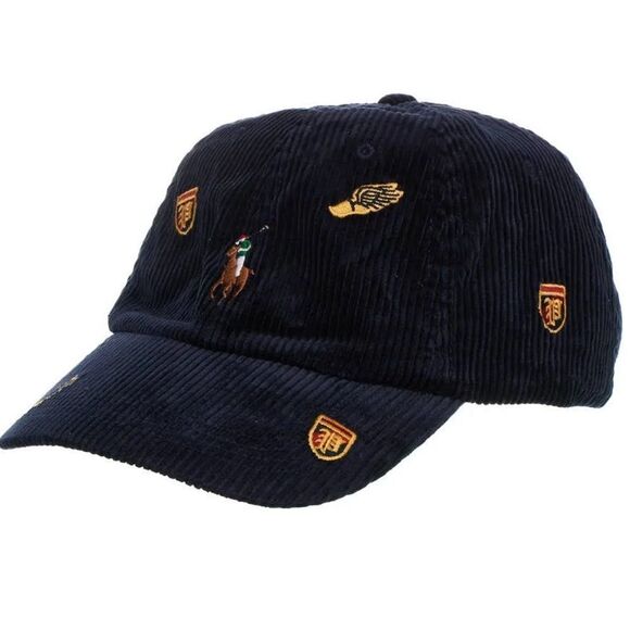 Polo Ralph Lauren Embroidered Corduroy Ball Cap -‎ Hunter Navy / Crest Aoe